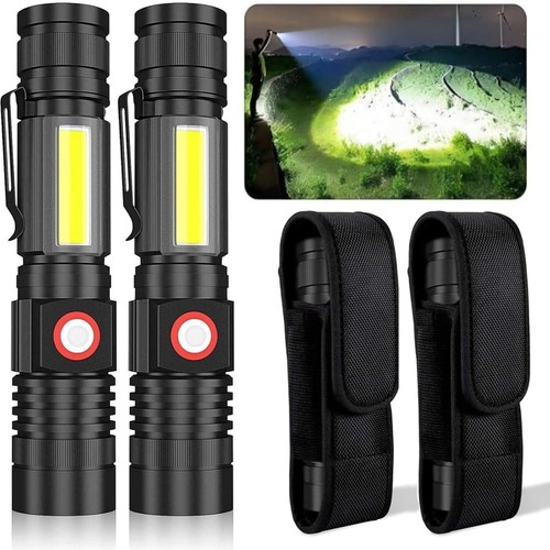 Linterna táctica recargable USB - 2000 lúmenes, diseño impermeable y magnético - Imagen 3 de 11
