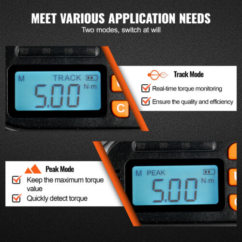 VEVOR Digital Torque Screwdriver 1/4" Range 2.65-70.67in/lb w/ 0.01N.m Increment - Picture 5 of 12