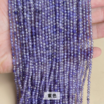 2mm 3mm 4mm Faceted Multicolor Zircon Gemstones Round Loose Beads AAA Strand