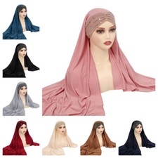 Muslim Women Pull On Ready Wear Instant Hijab Turban Shawls Hat Wrap Headscarf