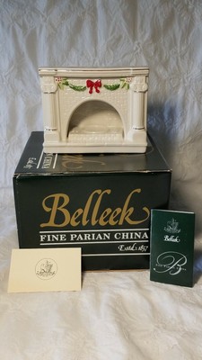 Belleek China In Box Christmas Hearth Fireplace Chimney Candle