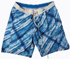 Speedo Mens Blue White Tie-Dye Board Shorts M