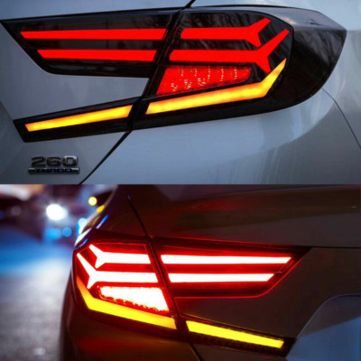 For Honda Accord Smoked LED Tail Lights W/Start Up Animation Rear Lamp 2018-2020