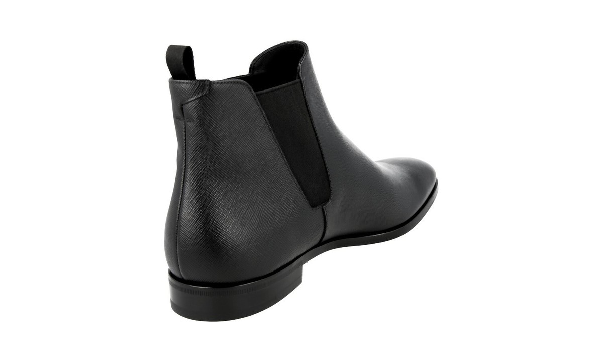 PRADA Saffiano Chelsea Boots Ankle Half Boots Shoes Black 