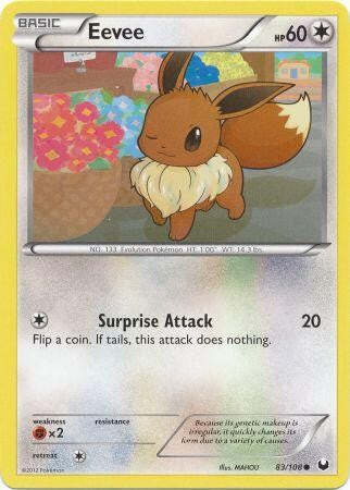 Pokemon Dark Explorers Common Card - Eevee 83/108 - Picture 1 of 1