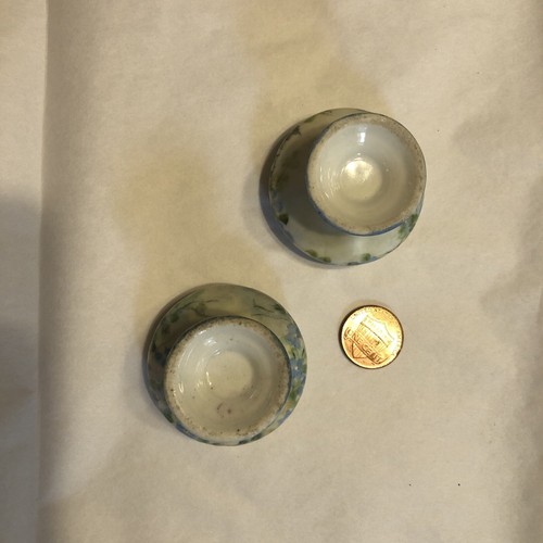 2 Forget Me Not Luster HANDPAINTED OPEN SALT DIP DISH. Buf - Picture 5 of 7