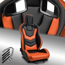 1pc Evo-series Reclinable Pvc Racing Seats Car Seat Black-orange Wsliders