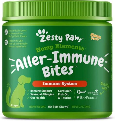 Zesty Paws Hemp Elements Aller-Immune Bites for All Ages Dogs - 90 Soft Chews - Picture 1 of 1