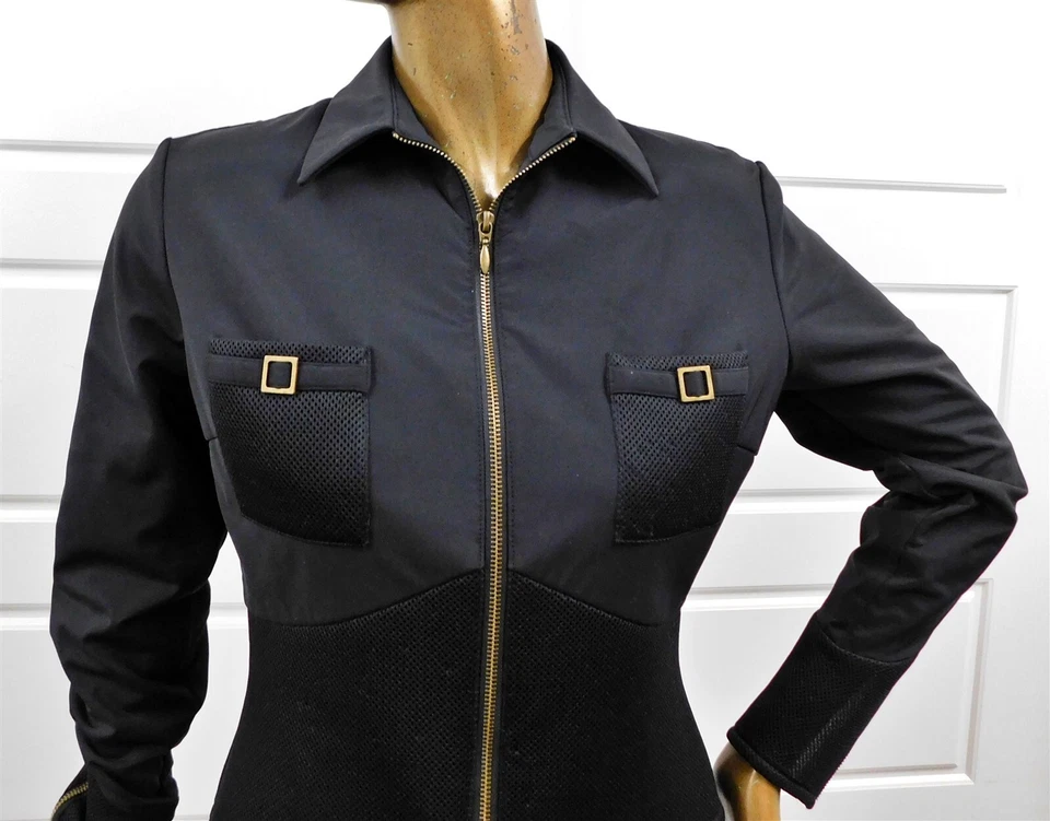 Chaqueta Anne Fontaine Maguy Mezcla Algodón Negra Cremallera Talla 3 Foto 2 de 4