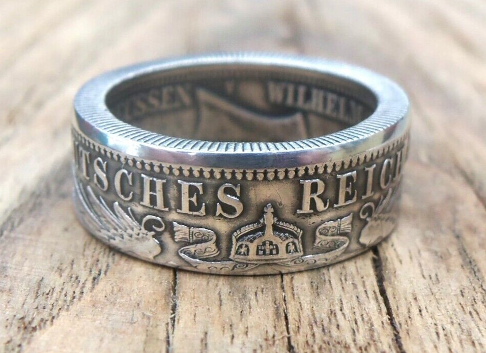 Germany Silver Coin Ring - German 2 and 3 Marks - Deutsches coin ring 