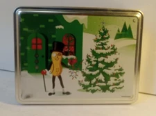 Mr Peanut Planters Decorating Christmas Holiday Tree Winter Snow Collectible Tin