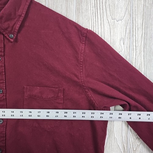 Lands End Flannel Shirt Mens Large Tall 17-17.5 Traditional Fit Burgundy Chamois - Picture 4 of 9