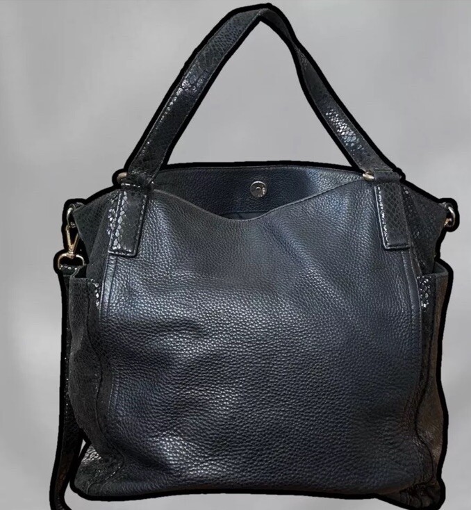 Michael Kors XL Black Leather & Python Shoulder B… - image 7