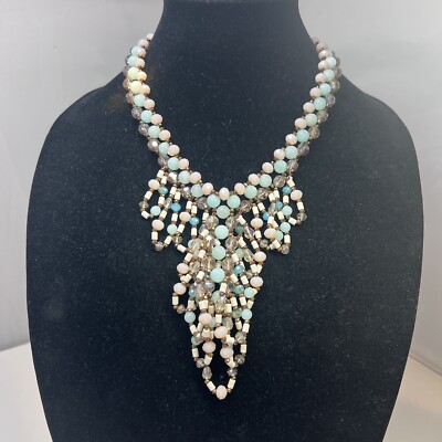 BEAUTIFUL RUSH BY DENIS & CHARLES CRYSTAL GLASS BEAD BIB NECKLACE