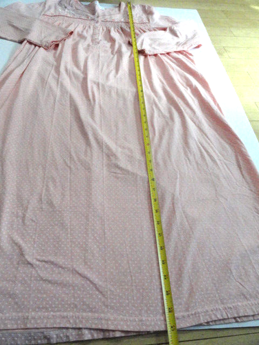 Keyocean Nightgown 100% Cotton Peach XL Woman Long Sleeve Detailed Bodice Trim - Picture 3 of 11