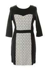 Kensie New Dove Combo Contrast 3/4-Sleeve Ponte Sheath Dress S 99