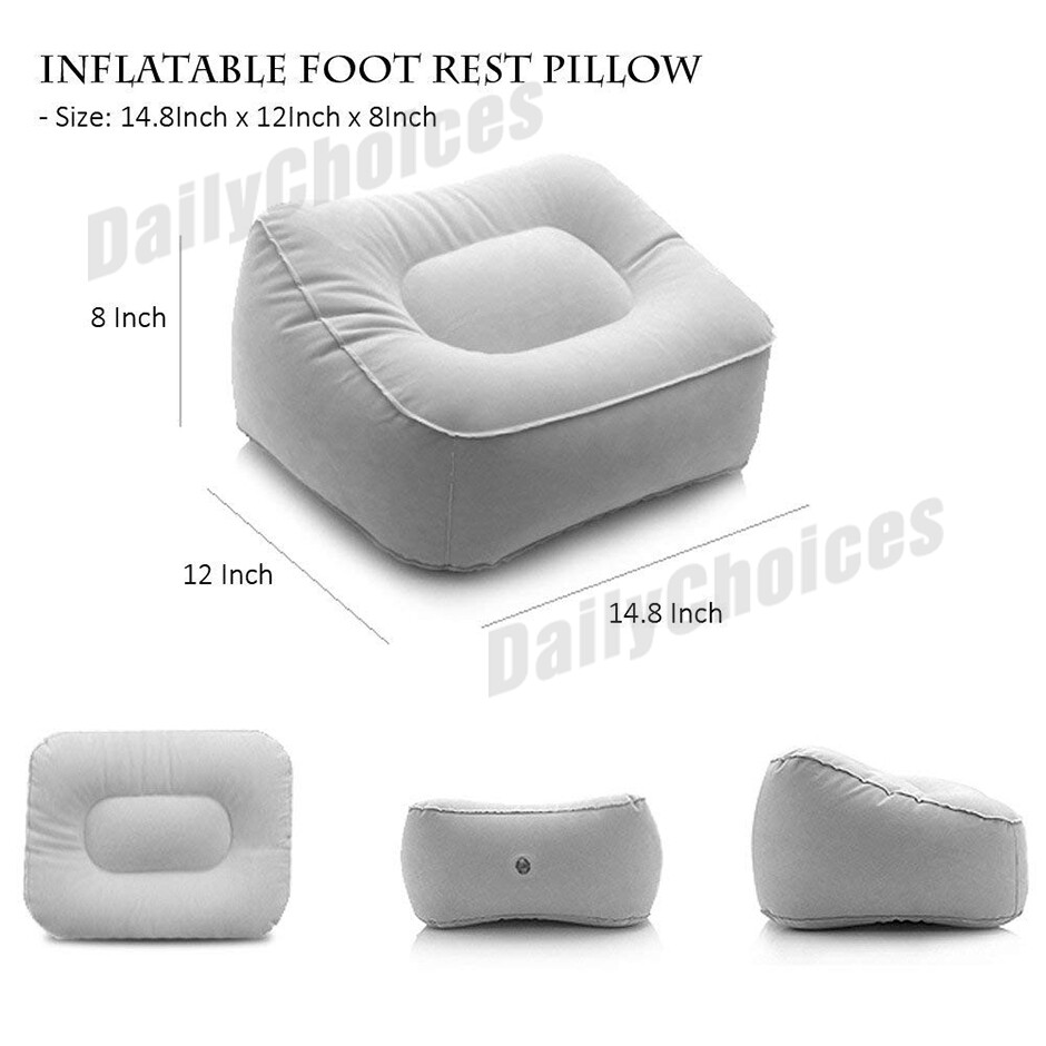 Travel Inflatable Foot Rest Air Pillow Cushion Office Home Leg Footrest