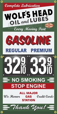 THREE BANNER GAS PRICE STATION LOT GROUP DISCOUNT AS SHOWN DESCRIBED 2' X 4'