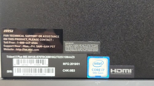 MSI Trident X Plus Gaming Desktop * i7-9700K * 32GB * 250GB+1TB+2TB * Win 11 - Picture 11 of 17