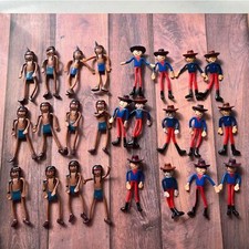 Vintage Cowboy and Indian Rubber Bendable Bendy Action Figures Set of 25