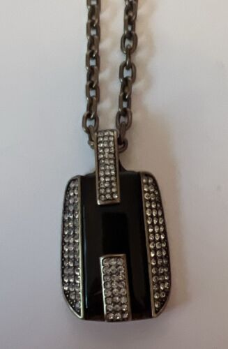 Ann Taylor ART DECO Necklace Antique Gold W/ Tortoise Shell Look Pendant - Picture 4 of 6