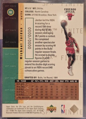 マイケル・ジョーダン　SPXトレーディングカード 1998 SPx Upper Deck Michael Jordan RARE PROMO! 0000/0000