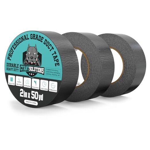 Duct Tape Black, Heavy Duty Waterproof Duct Tape Black 2'' x 150 Yards - Black