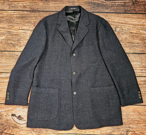 Principe Italiy Lanificio Casentino Men XL Black Soft Woven Wool Silk Blazer EUC - Picture 4 of 12