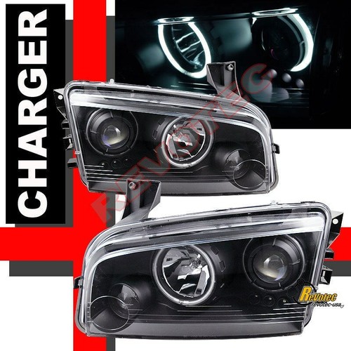 Dodge Charger RT SE SRT8 G3 Halo Projector Headlights & LED Tail Lights Black - Picture 3 of 6