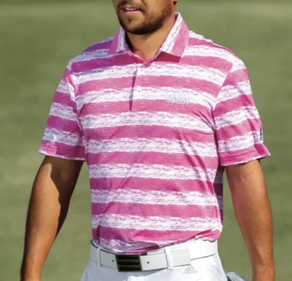 ADIDAS GOLF Men's PAINTED STRIPE Short Sleeve Polo Shirt Screaming