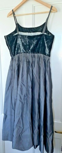 Silver Grey Vintage Handmade Evening Dress 10 12 Prom Organza Velvet 50s 70s - Picture 5 of 12