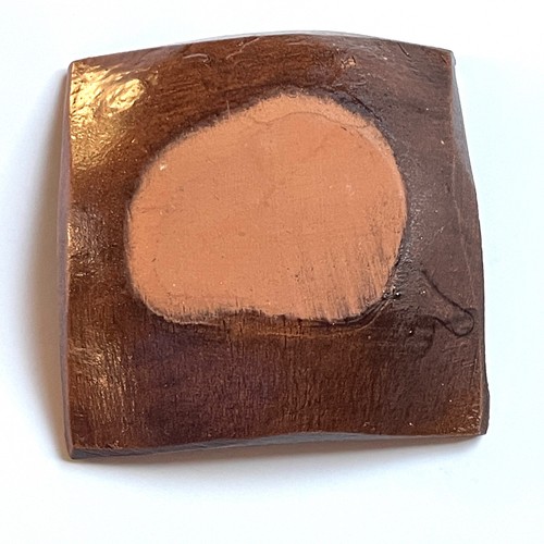 3" Square Convex Ceramic Condiment Side Dish Small German Terra Cotta Plate - Picture 2 of 4