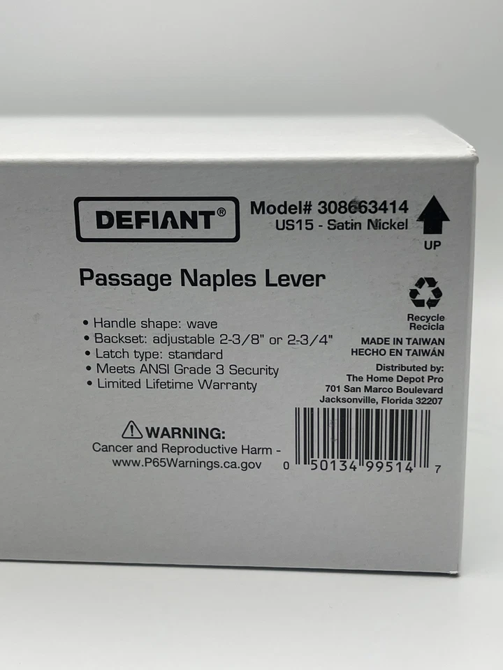 Defiant Naples Satin Nickel Passage Hall Closet Door Handle-  Round Rose design - Image 2 of 4