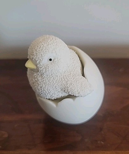 Lindo pollito de Pascua vintage Snow Babies en Egg Dept 56, sin caja - Imagen 1 de 4
