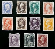 US Scott #167-177 1875 Cont'l Bank Note Printing Issue Stamp Replica Collection