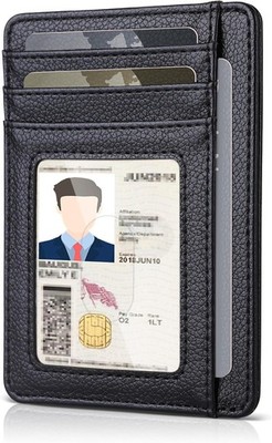 Teskyer Mini Portemonnaie Herren, Kleines Kartenetui, PU Leder Schlankes
