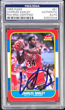 CHARLES OAKLEY AUTOGRAPHHED 1986 NBA FLEER CARD #81 PSA/DNA 83830548 BULLS