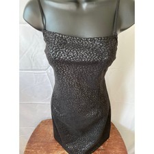 Urban Outfitters Black Leopard Satin Mini Dress L – NWT Open Back Tie