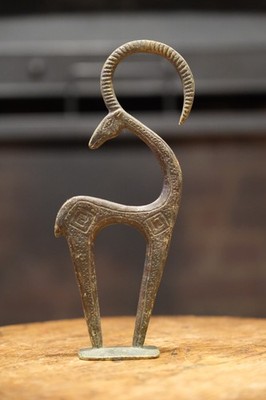 Vintage griechische Bronze geometrische Steinbock Wildziege Museum Replik 21 cm