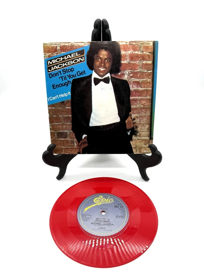 Michael Jackson Red Vinyl 45 RPM Lot of 9 w/ Picture Sleeves - Rare UK Set - Image 4 of 4