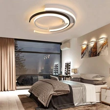 19.7'' LED Ceiling Light Flush Mount Round Ceiling Fixture Simple Black + White