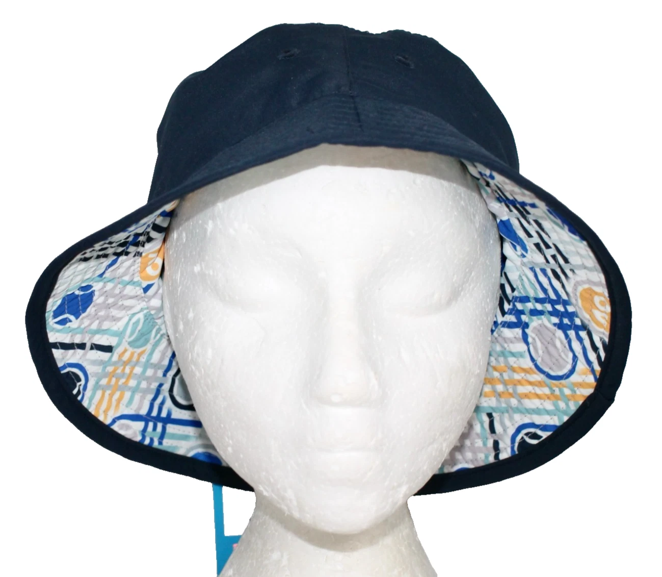 AUSTRALIAN OPEN Reversible Bucket Hat Unisex One Size Solid Blue White Geometric