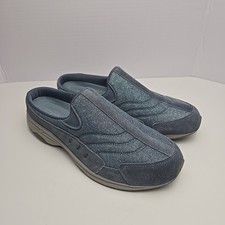 Easy Spirit Traveltime Clogs Blue Leather, Metallic Shimmer - Size 12M
