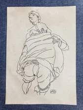 Egon Schiele (Handmade) Drawing on antique paper Signed and Sealed size 21x29.5