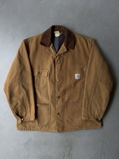 Vintage Carhartt Brown Chore Coat Faded Distressed Blanket Lined 80s 90s XL