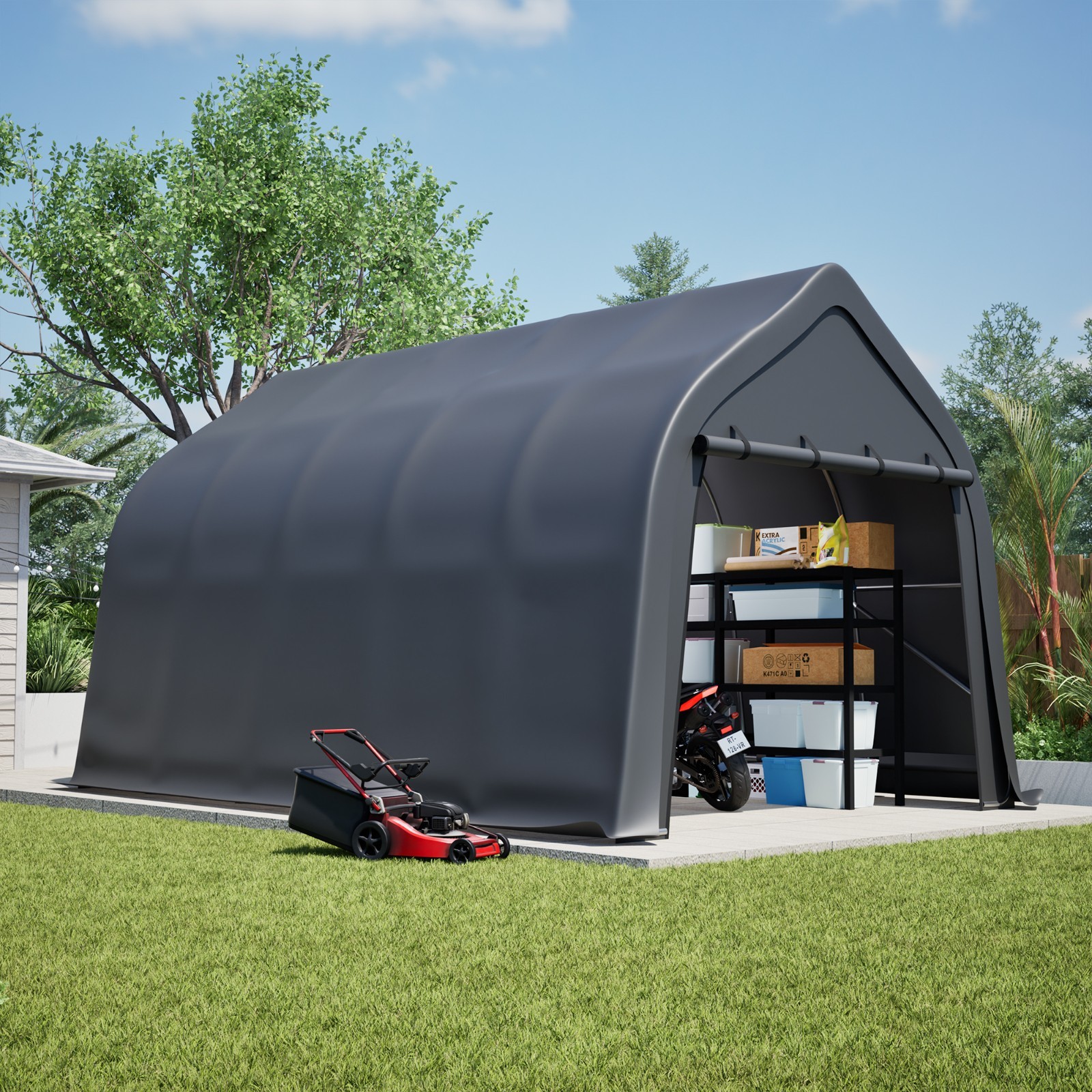 13x20 FT Portable Instant Garage Enclosed Carport with Steel