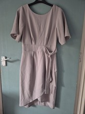 Closet Size 10 Grey Wrap Style Short Sleeve Knee Length Shift Dress (625/198/v)