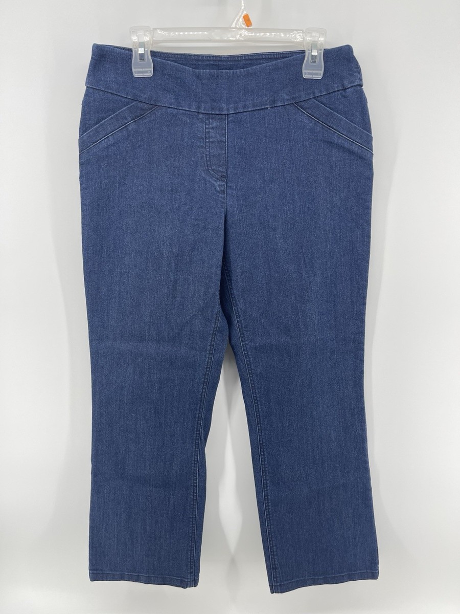 Alia Petite Alia Womens Denim Tech Stretch Pull On Pants Straight