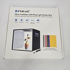 Puluz 25cm Foldable LED Ring Light Studio Box 12 Color Options - New in Open Box
