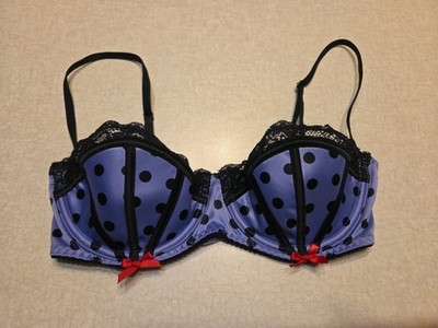Victoria's Secret Bra 34C Sexy Little Things Purple Black Polka Dots Lined Demi